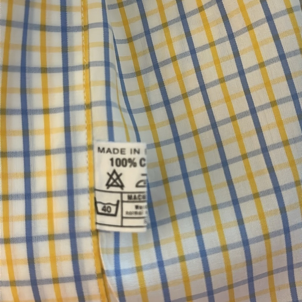 Ben Silver Mens Traditional Check Yellow/Blue Button Down Shirt Sz 16-34 Classic - Picture 12 of 13